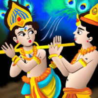create an image of lord Krishna when he was teaching Gita to arjuna.